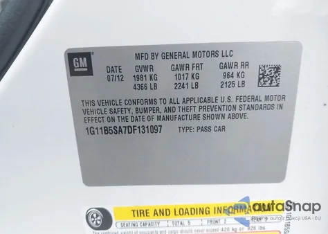 2013 Chevrolet Malibu 1Ls from USA, damaged, VIN 1G11B5SA7DF131097
